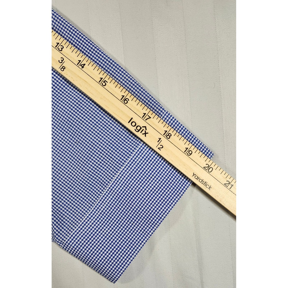 Foxcroft Blue Gingham Ruffle Front Wrinkle Free 3/4 Sleeve Button Shirt 18 0033 - Picture 7 of 10